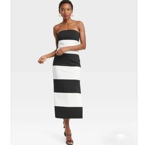 A New Day Strapless Striped Knit Midi Dress M